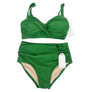 Universal Standard 2-Piece Twist Front Bikini Top Bikini Breif Bottom Green